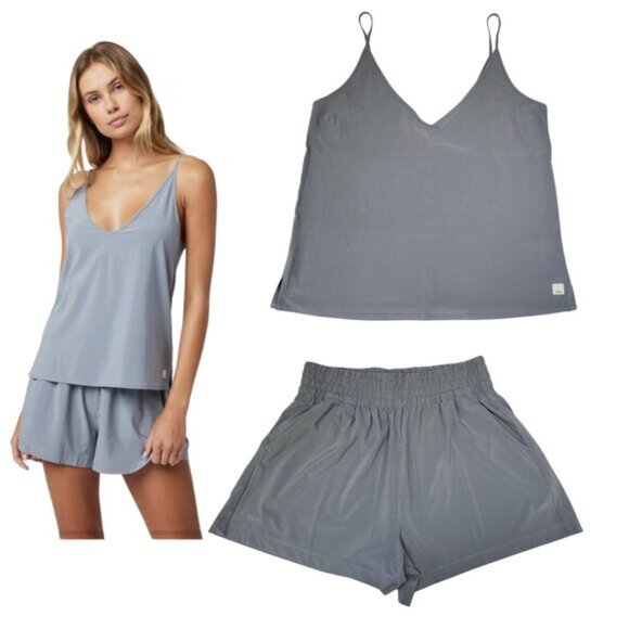 Vuori Pants - Vuori Women's Villa Cami and Shorts Set Mallorca Gray, Size M